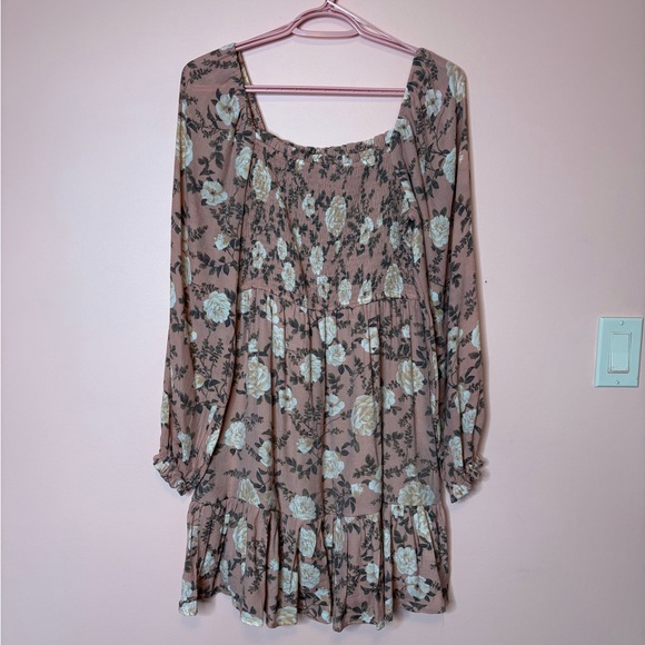 Floral Long Sleeve Babydoll Dress - Picture 1 of 2